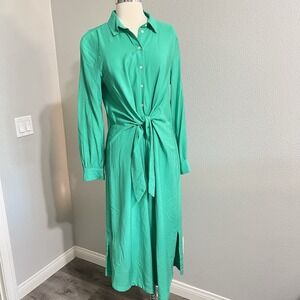 LOFT Green Dress Sz 8 Tie‎ Waist
